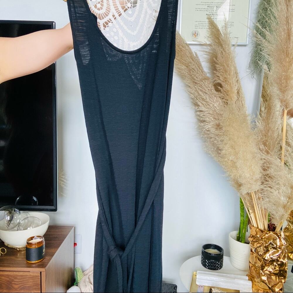 MERONA TARGET Black White Lace Back Tank Top Slit Column Tie Waist Maxi Dress S - Picture 9 of 11